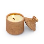Pure Beeswax Candle in Clay Jar, Neroli Essential Oil & Wood Wick